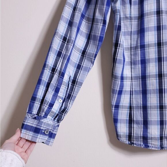 Ted Baker Button Down Top Blue Plaid Size 3 - Picture 9 of 13